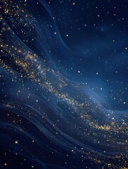 Naklejka premium abstract dark bleu background with gold particles christmas or new year background beautiful background for christmas or new year with copy space design for banner greeting card invitation card 2026