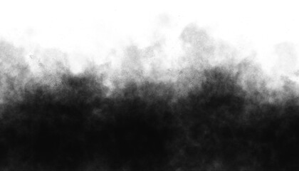 Black smoke or dust effect with transparent background, graphic overlay element for design isolated on transparent background