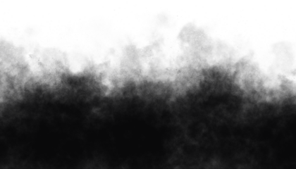 Black smoke or dust effect with transparent background, graphic overlay element for design isolated on transparent background