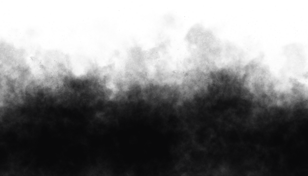 Black smoke or dust effect with transparent background, graphic overlay element for design isolated on transparent background