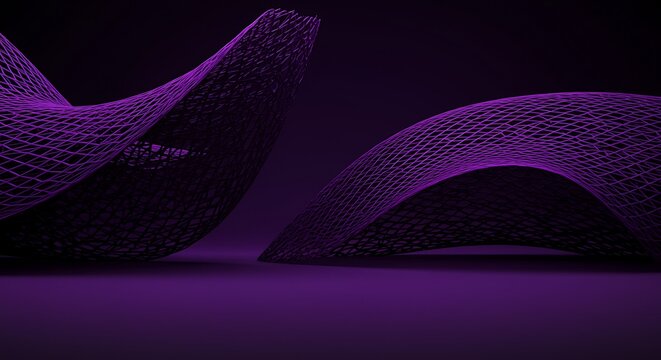 Abstract purple wireframe structures and shapes modern art design element