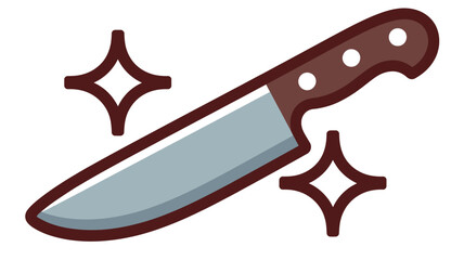 A sharp kitchen knife with a wooden handle sparkles with cleanliness.