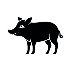 Peccary Black Silhouette Vector Illustration