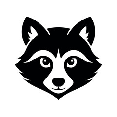 Raccoon Head North America Black Silhouette Vector Illustration
