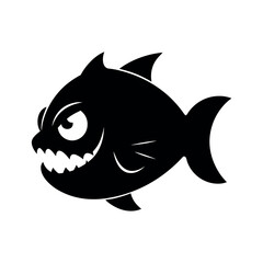 Piranha Black Silhouette Vector Illustration