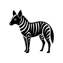 Striped Hyena Black Silhouette Vector Illustration