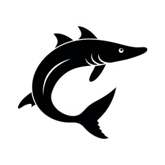 Sturgeon Black Silhouette Vector Illustration