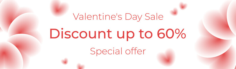 Abstract Valentine's Day banner. Valentine's Day sale banner with abstract hearts. Template for websites, flyers, coupons, posts, newsletters, splash pages, and more.