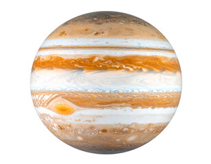 Jupiter auf weißem Hintergrund – isolierter, transparenter Freisteller des Planeten