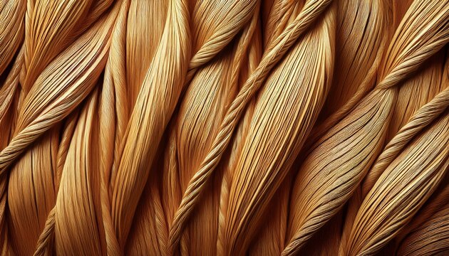 natural abaca fiber bundles with golden brown texture perfect for sustainable web design backgrounds and eco friendly branding material applications