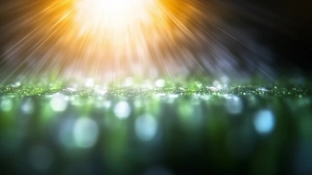 Light Beam on Grass: A luminous beam of sunlight descends, illuminating a vibrant field of grass and creating a captivating display of nature's purity. 