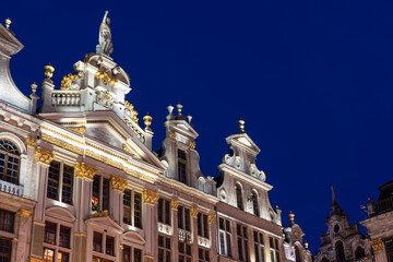 Nightscape of Brussels Grand Palace During Dusk, Belgium