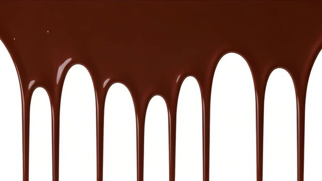 Delicious melted chocolate dripping isolated on white background
