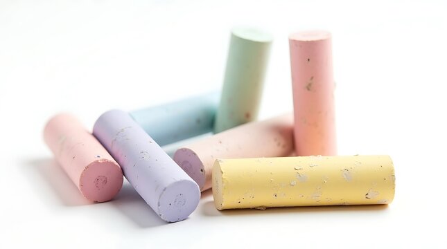 Colorful chalk sticks for drawing and education, isolated on white background - Powered by Adobe