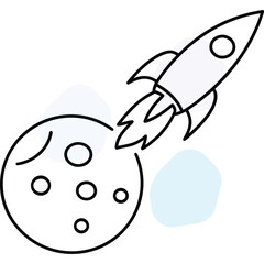 Rocket Launching From Planet Cartoon Illustration Space Exploration Future Technology