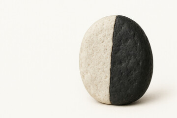 Decorative stone with contrasting white and black halves Space for text.
