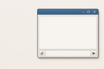 A blank messenger window in a minimalistic interface style. Space for text.
