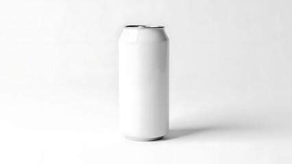 Blank white tall aluminum can mockup on clean studio background