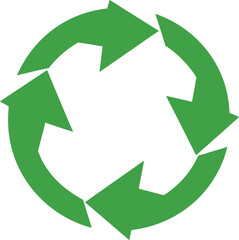 Obraz premium Green circular rotating recycling arrows vector icon flat ultra-clean design