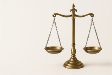 Classic scales of justice on a light background. Space for text.