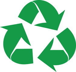 Recycling icon with three leaves in circular arrow