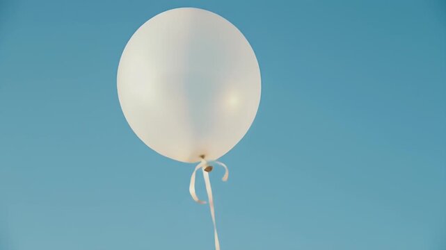 White balloon in blue sky.