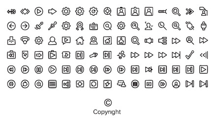 Collection of Hand Drawn Multimedia and Interface Icons for Web Design