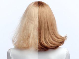 Naklejka premium before and after hair treatment, AI generated