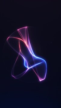 Seamless vertical neon orb rotation designed for smartphone fullscreen visuals, reels and story backgrounds. 4K 60FPS loop perfect for modern tech motion aesthetics.
