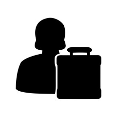Person with briefcase icon representing business travel trip Vector, illustration