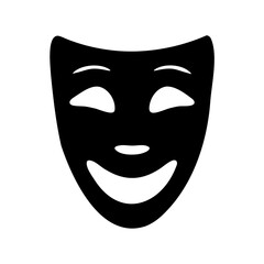 Happy theatrical comedy mask symbol for drama and acting. Vector, illustration