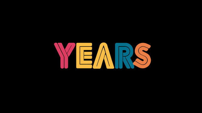 Vibrant, colorful stylized 'YEARS' text on a dark black background, ideal for anniversary, celebration, or time-related designs.