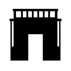 Abstract building silhouette icon with entrance and railing Vector, illustration
