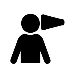 Person icon with megaphone; concept of message and speaking Vector, illustration