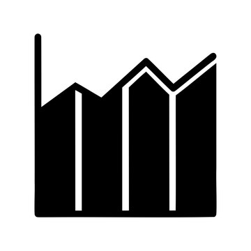 Business data growth chart icon with fluctuating values Vector, illustration