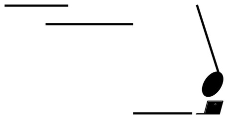 Desk setup featuring a tilted desk lamp illuminating a laptop on a simple surface. Ideal for work, study, focus, technology, minimalism, productivity, and creative spaces. Clean flat metaphor