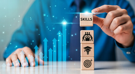 Professional stacking skill blocks, representing personal and career development