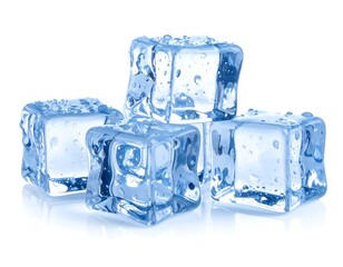 Refreshing ice cubes stacked on a reflective surface create a cool and clean image