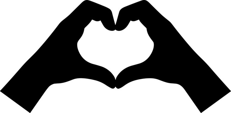 Hands forming heart shape, symbolizing love and connection in a simple design