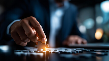 Connecting pieces finding right person for job concept defocused puzzle background recruitment matching symbolism talent discovery visualization personnel selection