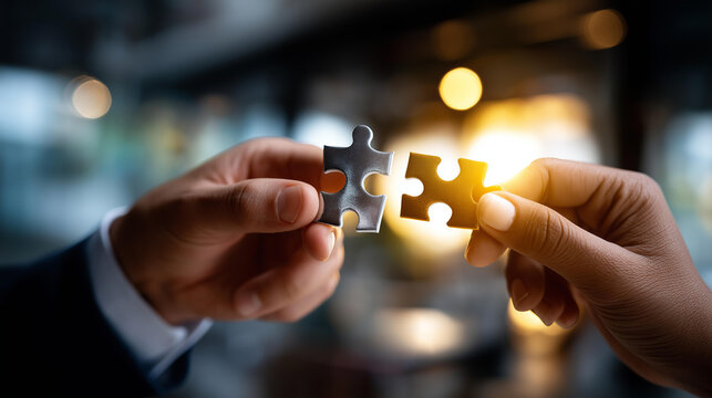 Connecting pieces finding right person for job concept defocused puzzle background recruitment matching symbolism talent discovery visualization personnel selection