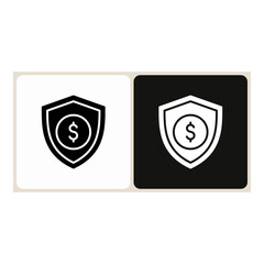 Insurance  icon in simple outline style, shown in black on white and white on dark.