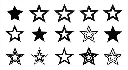 Black Star Icons Set
