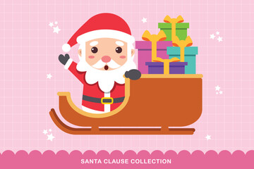 Santa claus characters in various poses and scenes. Merry christmas cutout element holiday cards, invitations and website celebration decoration
