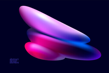 Blue and red fluid blob on dark  background. 3D vector design elements.