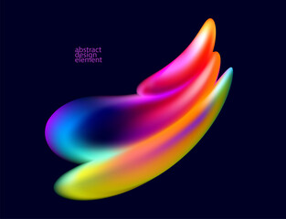 Colorful fluid shape on dark  background. 3D vector design elements.