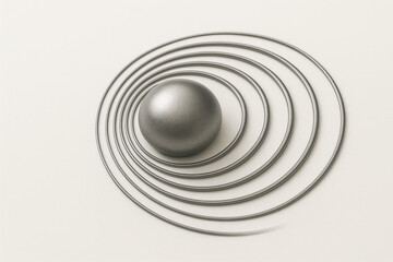 Obraz premium Metal ball with concentric circles on a light background.