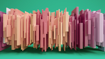 Colorful Abstract Bar Structures Form a Vibrant Gradient From Blue to Pink