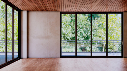 Fototapeta premium Large luxury modern bright interiors Living room mockup illustration 3D rendering image