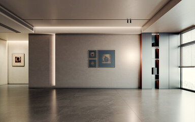 Naklejka premium Large luxury modern bright interiors Living room mockup illustration 3D rendering image